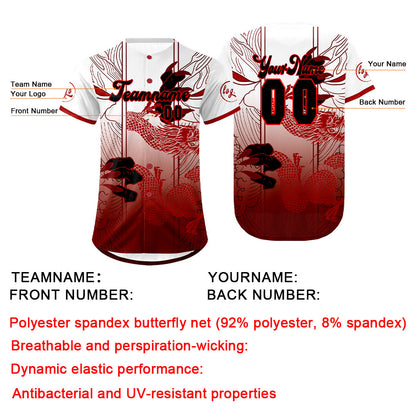 Custom Red White Baseball Jersey Personalized Gradient Team Uniforms Shirt with Name Number