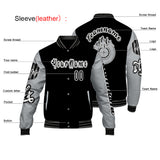 Custom Black Grey Letterman Varsity Jacket Personalized Embroidery Printing
