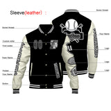 Custom Black White Letterman Varsity Jacket Personalized Embroidery Printing