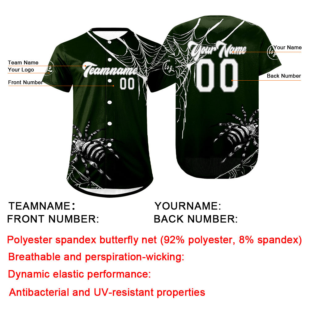 Custom Green White Baseball Jersey Personalized Gradient Team Uniforms Shirt with Name Number