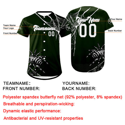 Custom Green White Baseball Jersey Personalized Gradient Team Uniforms Shirt with Name Number