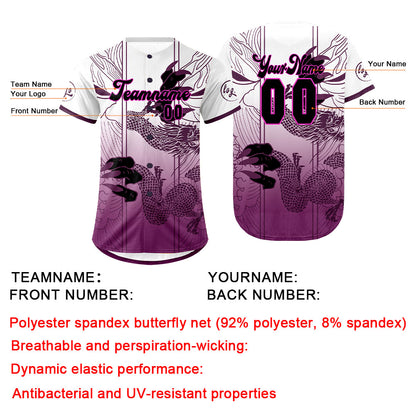 Custom Purple Wihte Baseball Jersey Personalized Gradient Team Uniforms Shirt with Name Number