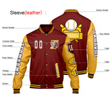 Custom Red Yellow Letterman Varsity Jacket Personalized Embroidery Printing