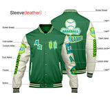 Custom Green Cyan Letterman Varsity Jacket Personalized Embroidery Printing