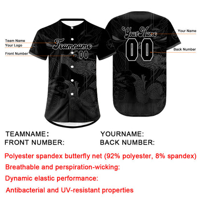 Custom Black Grey Baseball Jersey Personalized Gradient Team Uniforms Shirt with Name Number