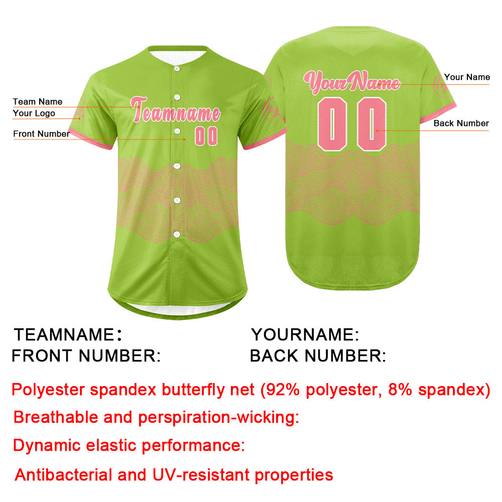 Custom Green Pink Baseball Jersey Personalized Gradient Team Uniforms Shirt with Name Number