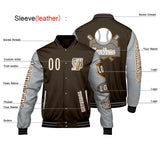 Custom Brown Grey Letterman Varsity Jacket Personalized Embroidery Printing