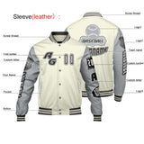 Custom Grey White Letterman Varsity Jacket Personalized Embroidery Printing
