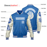 Custom Blue White Letterman Varsity Jacket Personalized Embroidery Printing