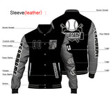 Custom Black Grey Letterman Varsity Jacket Personalized Embroidery Printing