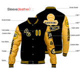 Custom Black Yellow Letterman Varsity Jacket Personalized Embroidery Printing