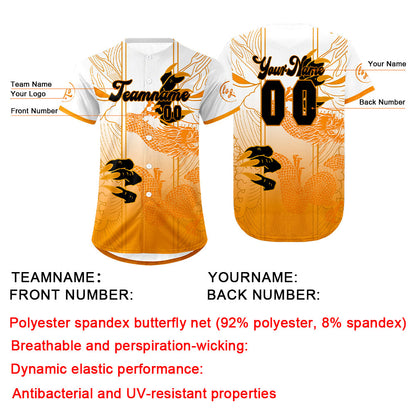 Custom Orange White Baseball Jersey Personalized Gradient Team Uniforms Shirt with Name Number
