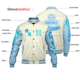Custom Blue Green Letterman Varsity Jacket Personalized Embroidery Printing