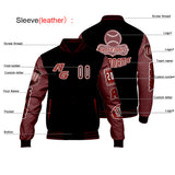 Custom Black Red Letterman Varsity Jacket Personalized Embroidery Printing