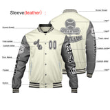 Custom White Grey Letterman Varsity Jacket Personalized Embroidery Printing