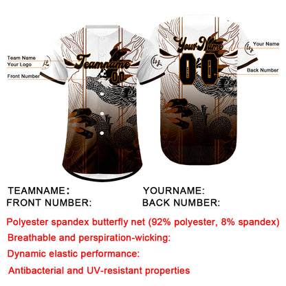 Custom Brown White Baseball Jersey Personalized Gradient Team Uniforms Shirt with Name Number