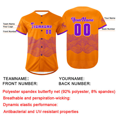 Custom Orange Purple Baseball Jersey Personalized Gradient Team Uniforms Shirt with Name Number