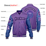 Custom Purple Blue  Letterman Varsity Jacket Personalized Embroidery Printing
