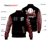 Custom Black Red Letterman Varsity Jacket Personalized Embroidery Printing