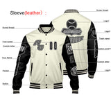 Custom Black White Letterman Varsity Jacket Personalized Embroidery Printing