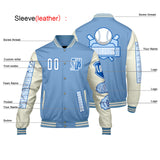 Custom Blue White Letterman Varsity Jacket Personalized Embroidery Printing