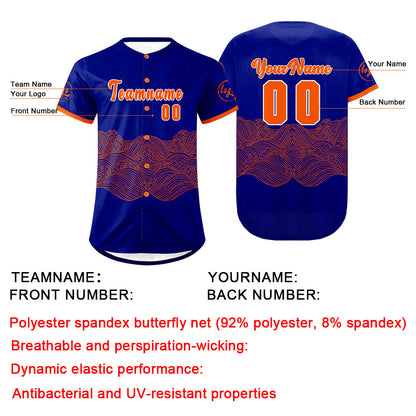 Custom Blue Orange Baseball Jersey Personalized Gradient Team Uniforms Shirt with Name Number