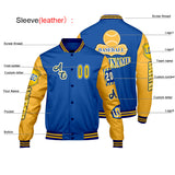 Custom Blue Yellow Letterman Varsity Jacket Personalized Embroidery Printing