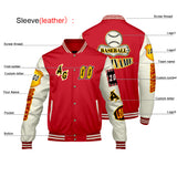 Custom Red Yellow Letterman Varsity Jacket Personalized Embroidery Printing