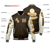 Custom Brown Yellow Letterman Varsity Jacket Personalized Embroidery Printing