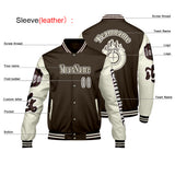 Custom Brown White Letterman Varsity Jacket Personalized Embroidery Printing