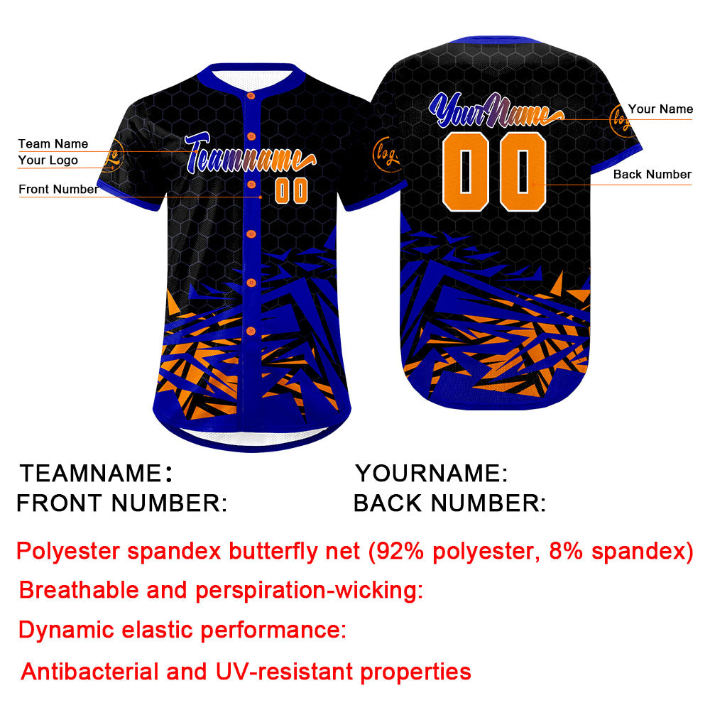 Custom Black Blue Baseball Jersey Personalized Gradient Team Uniforms Shirt with Name Number