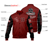 Custom Red Black Letterman Varsity Jacket Personalized Embroidery Printing