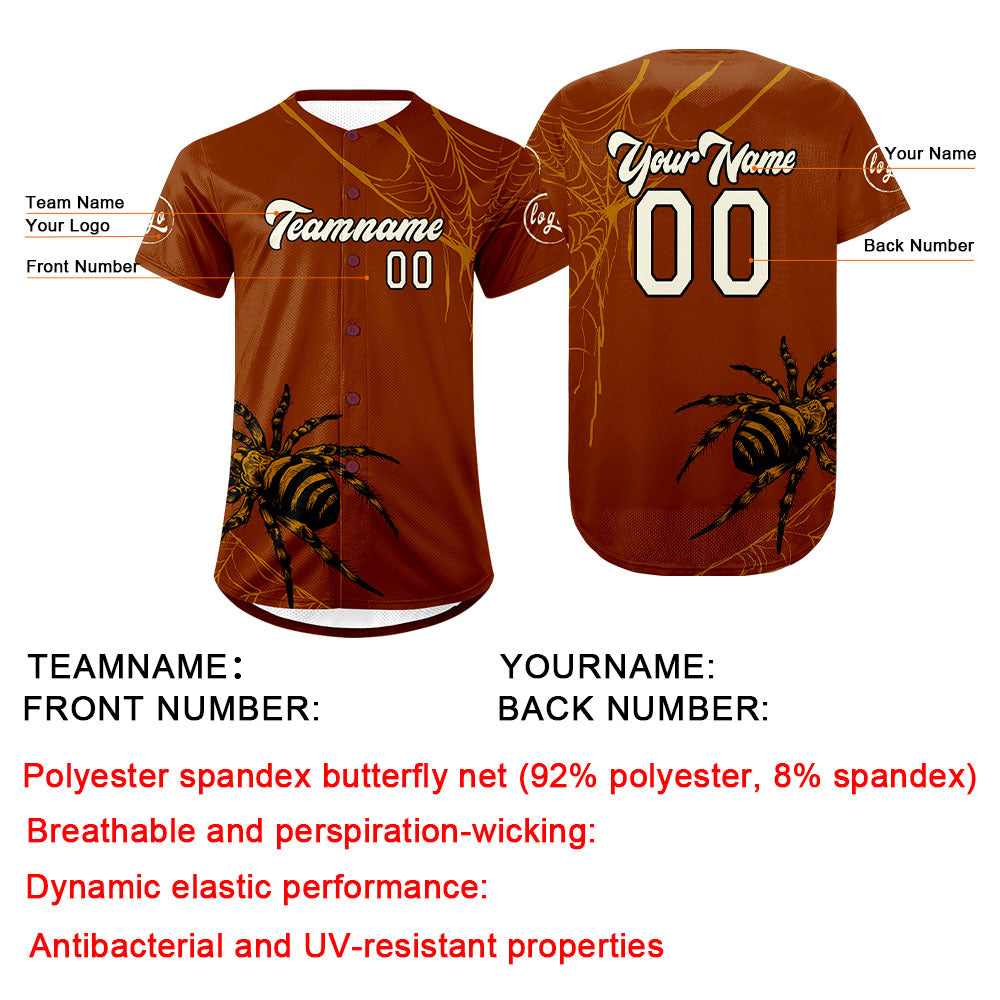 Custom Brown White Baseball Jersey Personalized Gradient Team Uniforms Shirt with Name Number