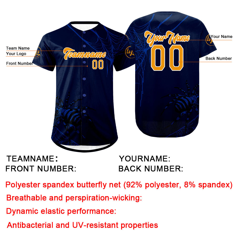 Custom Blue Orange Baseball Jersey Personalized Gradient Team Uniforms Shirt with Name Number