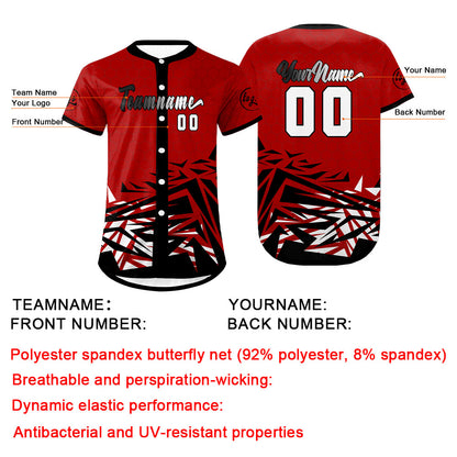 Custom Red Black Baseball Jersey Personalized Gradient Team Uniforms Shirt with Name Number