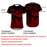 Custom Red Black Baseball Jersey Personalized Gradient Team Uniforms Shirt with Name Number