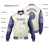 Custom White Purple Letterman Varsity Jacket Personalized Embroidery Printing