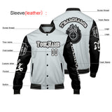 Custom Grey Black Letterman Varsity Jacket Personalized Embroidery Printing