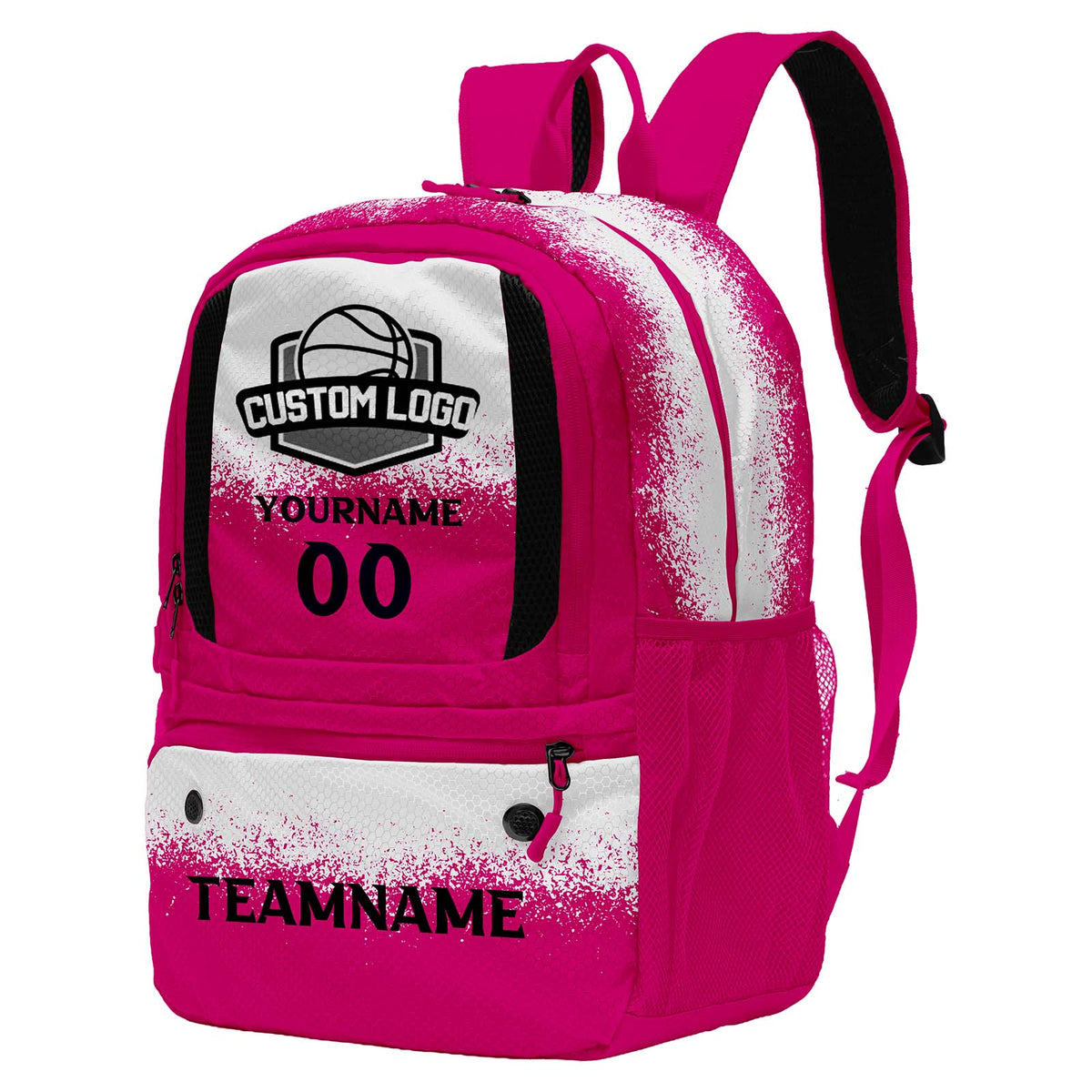 Custom Pink Basketball Soccer Backpack Personalized Player Names - Numbers & Team Logo #150-BP-0914-0016