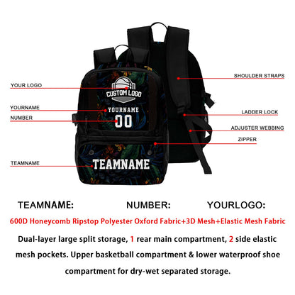 Custom Black Basketball Soccer Backpack Personalized Player Names - Numbers & Team Logo #150-BP-0914-0004