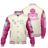 Custom Pink Green Letterman Varsity Jacket Personalized Embroidery Printing