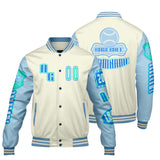 Custom Blue Green Letterman Varsity Jacket Personalized Embroidery Printing
