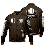 Custom Brown Black Letterman Varsity Jacket Personalized Embroidery Printing