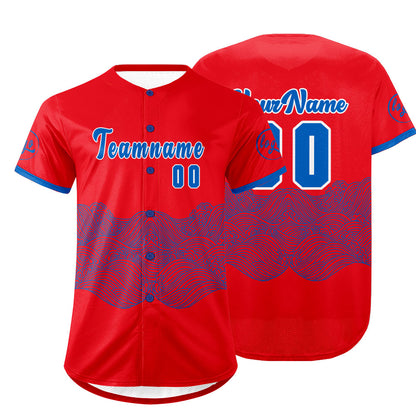 Custom Red Blue Baseball Jersey Personalized Gradient Team Uniforms Shirt with Name Number