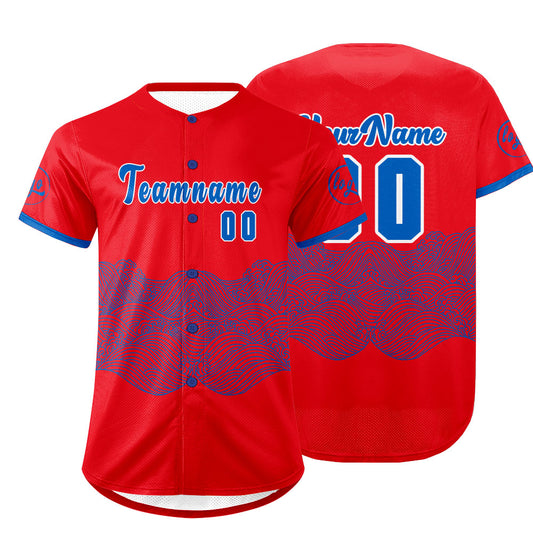 Custom Red Blue Baseball Jersey Personalized Gradient Team Uniforms Shirt with Name Number