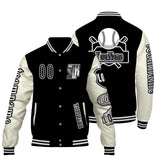 Custom Black White Letterman Varsity Jacket Personalized Embroidery Printing