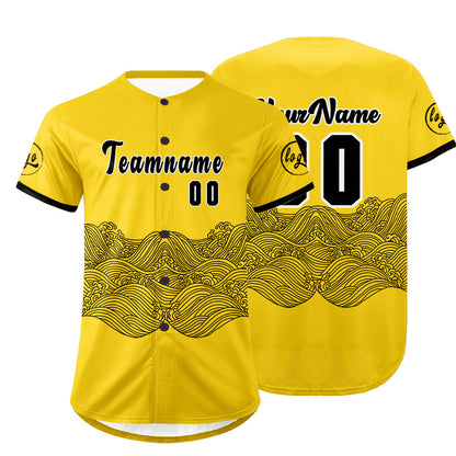 Custom Yellow Black Baseball Jersey Personalized Gradient Team Uniforms Shirt with Name Number