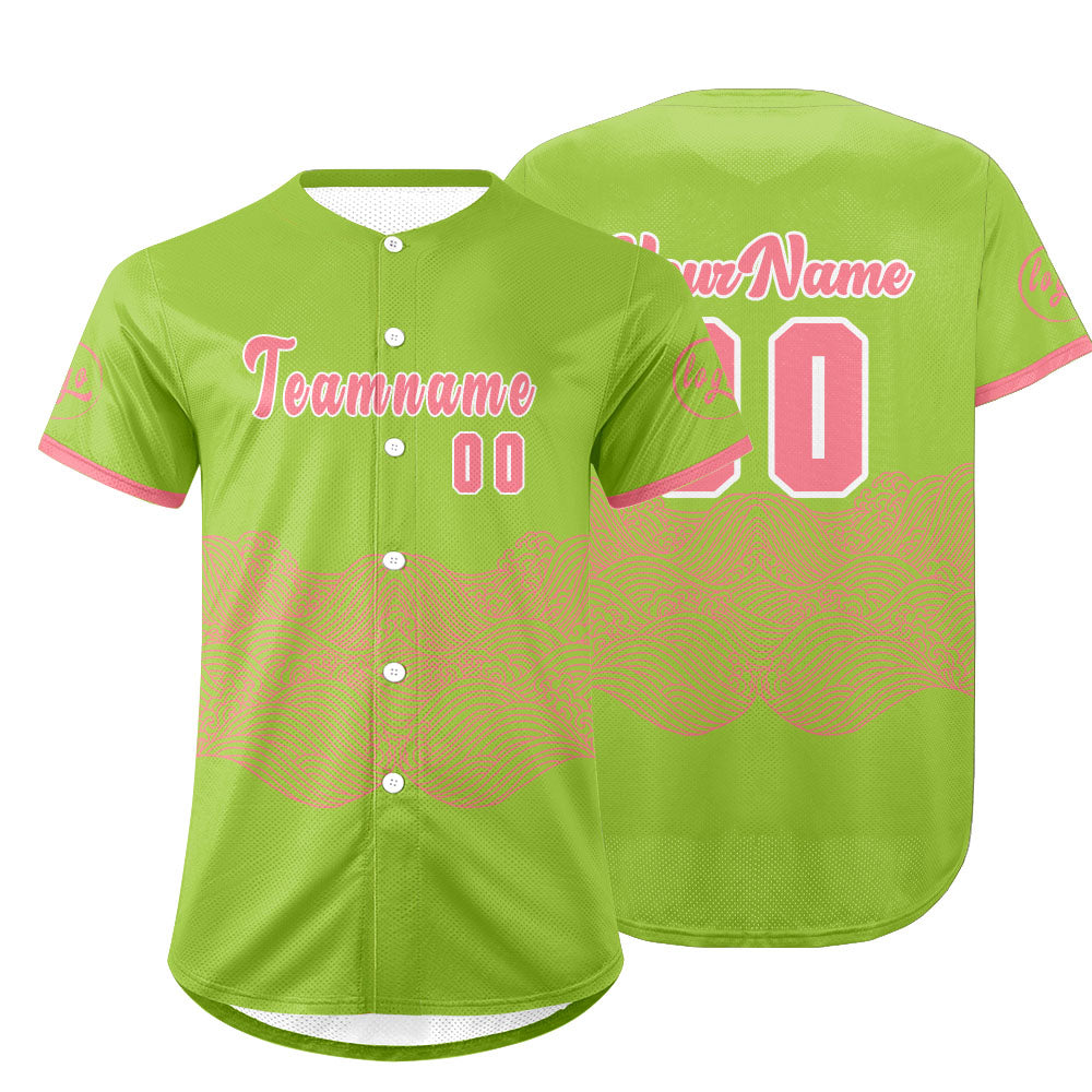 Custom Green Pink Baseball Jersey Personalized Gradient Team Uniforms Shirt with Name Number