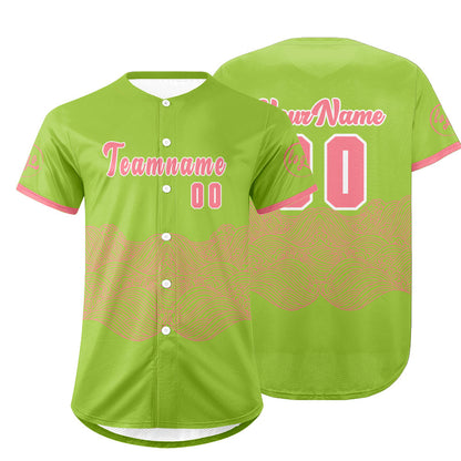Custom Green Pink Baseball Jersey Personalized Gradient Team Uniforms Shirt with Name Number