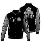 Custom Black Grey Letterman Varsity Jacket Personalized Embroidery Printing